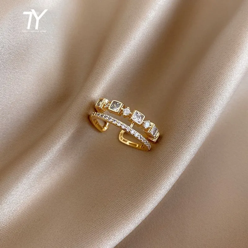 Exquisite Zircon Double Opening Ring